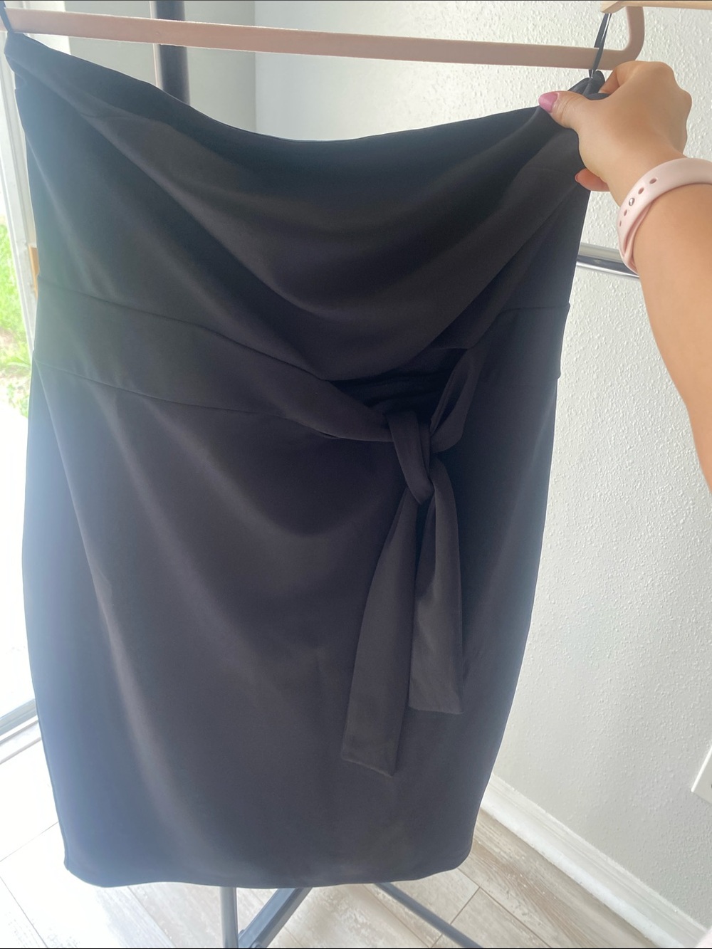 Express Black Tie-Front Pencil Skirt